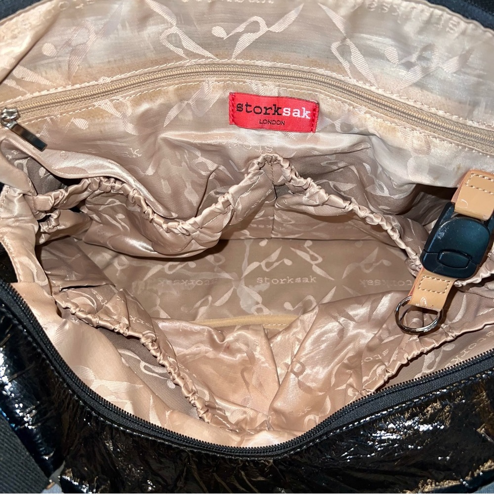 Storksak Black Patent Leather Kate Diaper Bag - Picture 12 of 15
